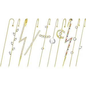 10ピース耳ラップクローラーフックピアス、複数のスタイルのスタッドカフイヤリング、輝く金属の古典的なイヤリング なスタッ…