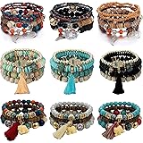 MOZAKA 9 Sets Bohemian Bracelets for Women Multilayer Tassel Bracelet Set Gifts for Women