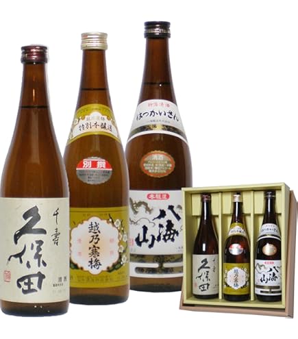 Amazon.co.jp: 新潟銘酒 飲み比べ720mlx3本ギフト (越乃寒梅白、久保田