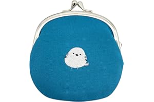 【きながにシマエナガ】 がま口 がまぐち 財布 薬入れ サプリメントケース 小銭入れ 携帯 帆布生地 日本製 (スモーキー アクア)