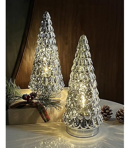 Amazon.co.jp: Baquler 2個 12.6インチ ライト付きガラス クリスマス