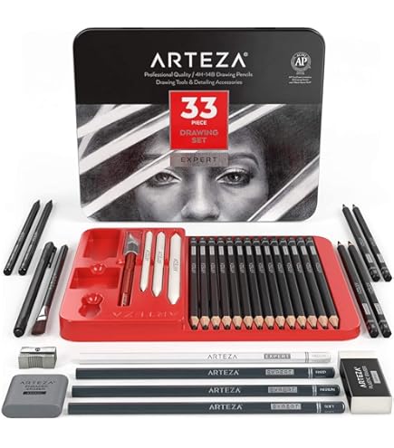 ARTEZA Drawing Kit, Set of 35 Sketching Tools
