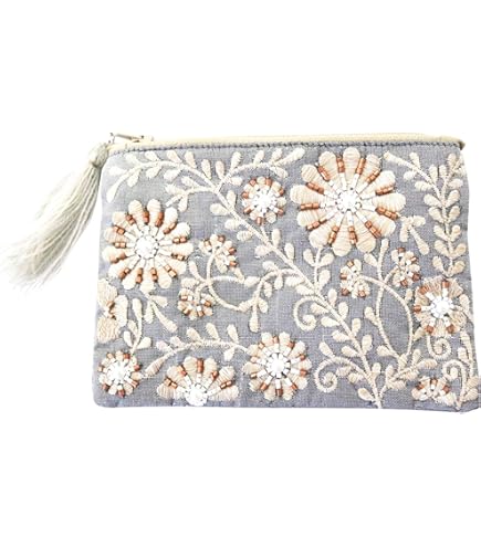 Amazon.co.jp: ファミリアポーチ デニム ネイビー 手刺繍 くま スキー