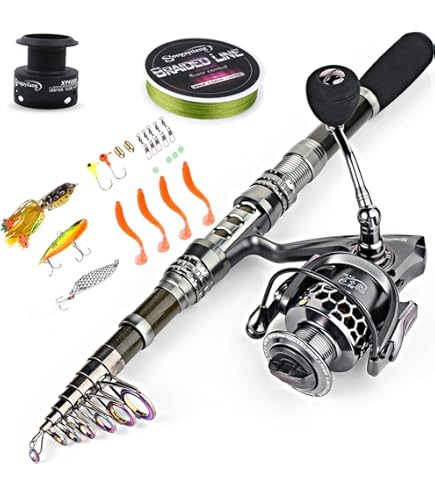 Amazon | Sougayilang 伸縮式釣り竿コンボ ポータブルフィッシング