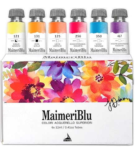 Amazon | マイメリブルー 透明水彩絵具 単一顔料 ハーフパン12色