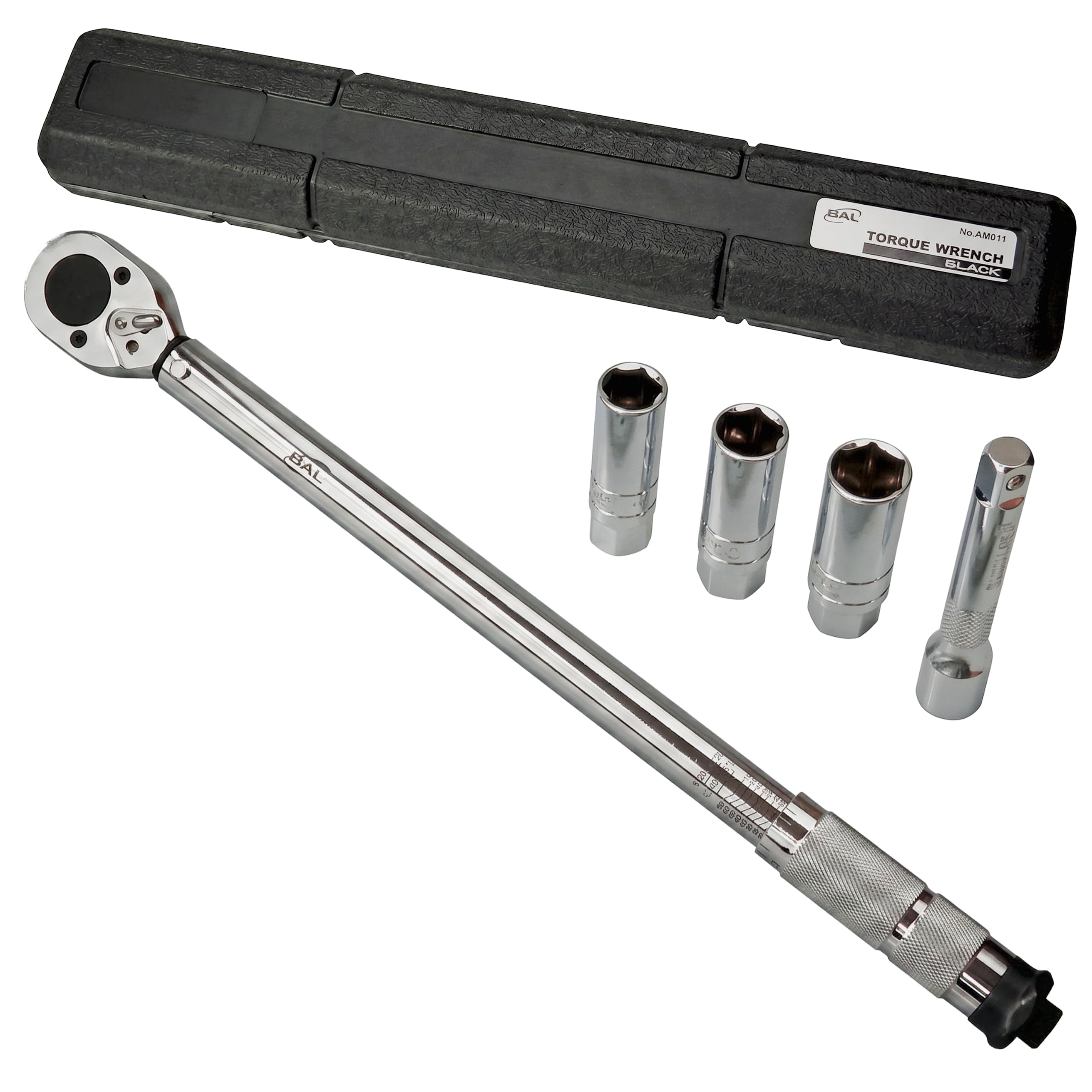 BAL(大橋産業) トルクレンチ Basicセット シルバー AM011 | 自動車用工具 タイヤ交換 17、19、21mm ディープソケット エクステンション ケース 付属 アルミホイール対応 設定範囲30~180Nm 精度 ±4% 差込角 12.