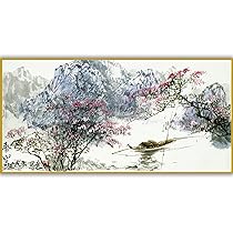 中国山水画「春風送暖」水墨画 絵画 肉筆画真跡保証あります BY10728 水墨画 / 水墨画集 中国画集 墨彩画 絵手紙 日本画 山水 [山水画