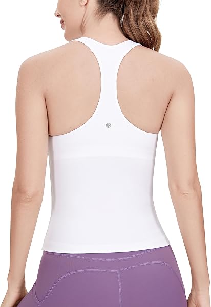 CRZ YOGA Butterluxe Tank Top, Sportswear, Women's, Yoga Wear, with Cups, Racer Back, Quick Drying, Breathable, Stretchable, Fitness, Bra Top