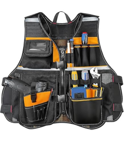 Tool Belt With Suspenders, Heavy Duty Magnetic Tool Belts For Men With 18 Pockets, Tool Belt - View #2