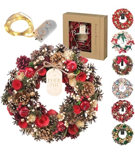 Amazon.co.jp: SCLYX クリスマスリース 50cm オーナメント付 ビッグ