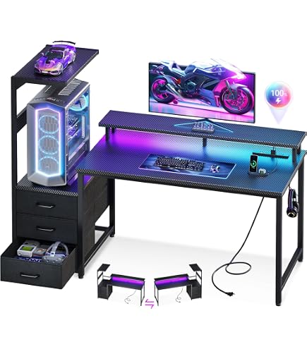 Amazon | HLDIRECT パソコンデスク ゲーミングデスク 幅140cm pcデスク
