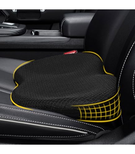 HOMBYS Adjustable Car Booster Seat For Short Drivers, 3 Heights For Different People, Adult Car Seat Cushions For Driving, Supportive Car Seat Pad For Lower Back Pain Reduce, (17"x12.8"x6.3", Black - View #6