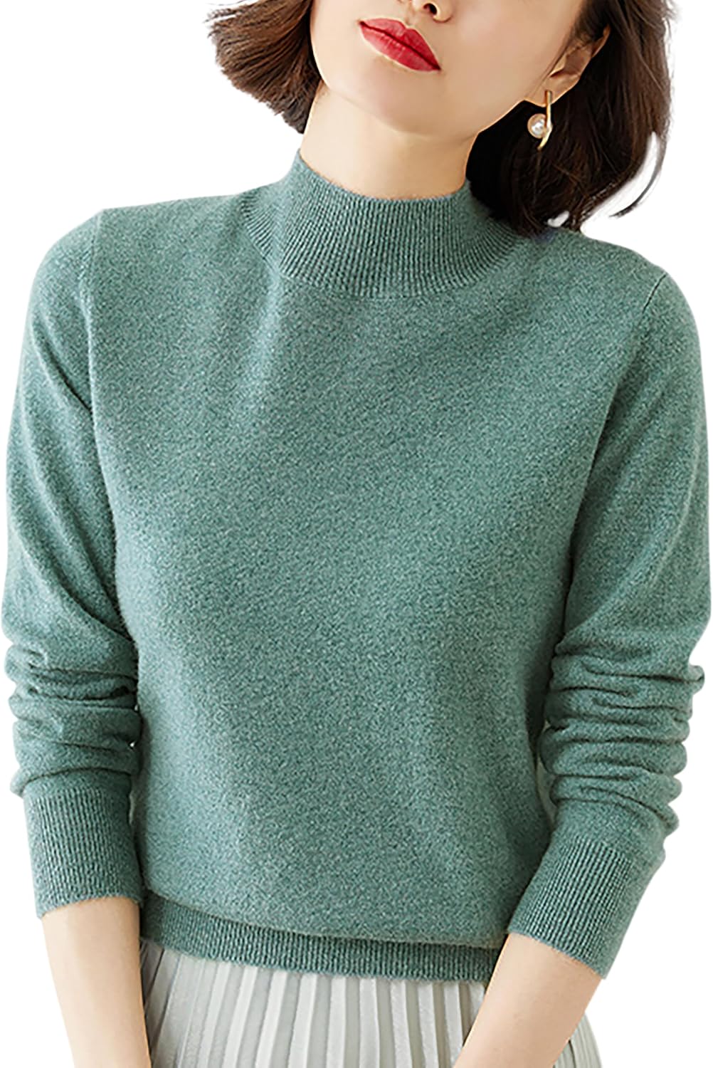 [SHANLIANG] ニット トップス レディース 長袖 セーター 秋冬 ニュールック 4サイズ展開 ハイネック カシミヤタッチ 重ねる着便利 着回しやすい 着痩せ 小顔 高伸縮 カットソー ニットソー インナー カジュアル シンプル 春 可愛い おしゃれ