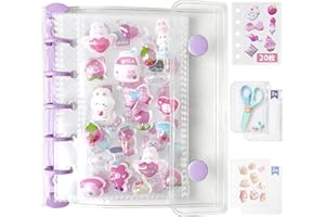 GOKEI シール帳 プラバン 透明 M5サイズ ミニ バインダー 【リフィル×20枚 チャック付きボケット×2枚 下敷き×2枚】 クリアバインダー 3層構造PPシート カードポケット シール台紙 プリ帳 カードスリーブ はがせる 女の子 コラージュノート パープル