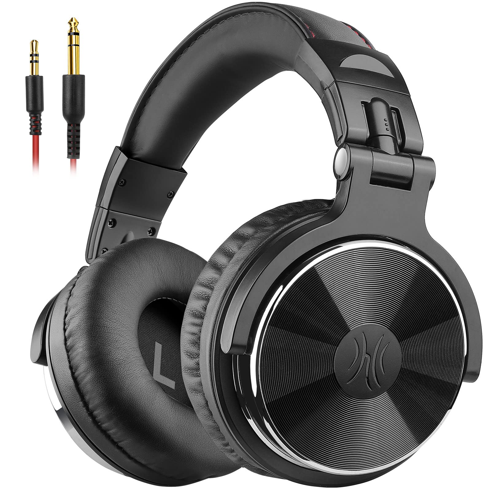 OneOdio Pro10 有線オーバーイヤーヘッドホン 50mmドライバー 低音 DJモニター スタジオ録音/ミキシング用 ブラック | 50mmドライバーと密閉型低音サウンド。6.35/3.5mm端子とデュアルポート構造対応で、DJ、録音、ミキシ