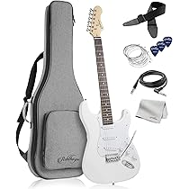 Amazon | Ashthorpe 39インチエレキギター(白-白)、フルサイズ