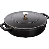 Staub 40511 472/0 with Chistera 28 cm Cast Iron Black | Made in France, Chistera Aroma Rain Lid, Suitable for All Hob Types