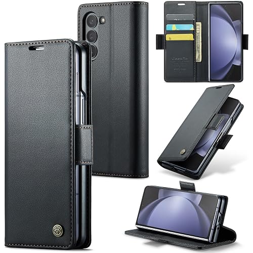 ELEPIK for Galaxy Z Fold 5 Case with Card Holder, Kickstand [3 Card Holder + 1 Cash Slot] [Durable PU Leather] Magnetic Walle