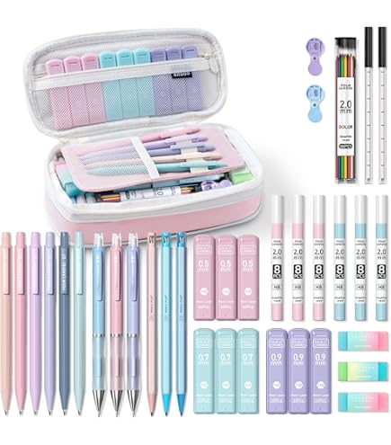 Amazon.co.jp: 文房具 7点 セット ピンク 中学生 高校生 シャーペン