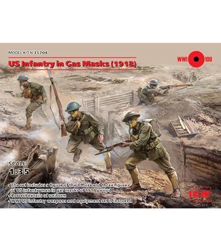 Amazon | ICM 1/35 イギリス陸軍 歩兵 ガスマスク装備 1917 プラモデル