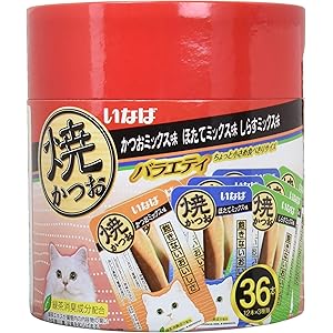 いなば 猫用おやつ 焼かつお 成猫用 バラエティ 36本入