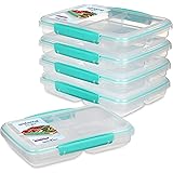 Sistema to Go Multi Split Meal and Food Prep Containers with Dividers and Clips, 820ml, BPA-Free, 5 Food Storage Containers, 