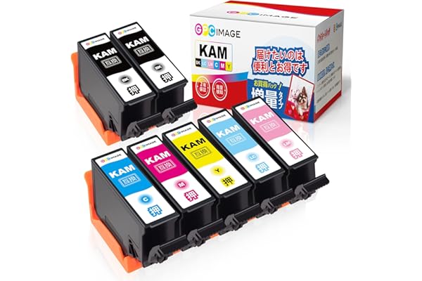 GPC Image KAM-6CL-L 6色パック+ KAM-BK-L (計7本) 増量タイプ エプソン 用 インクカートリッジ カメ Epson 用 KAM-6CL KAM-BK 互換インク EP-884A EP-883A EP-882A EP-881A 対応の KAM カメ インク 残量表示機能 個包装