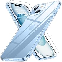 Amazon.co.jp: iphone15 用 ケース クリア 耐衝撃 ガラスフィル付き