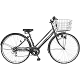 サントラスト(suntrust) 自転車 ママチャリ 27インチ 6段ギア ブラック 黒 trois かご ライト 鍵 標準搭載