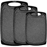 3 Pack Black Plastic Cutting Boards Set Kitchen Chopping Boards 3 Sizes | Reversible Non Slip Separate Meat Vegetable Fruit S