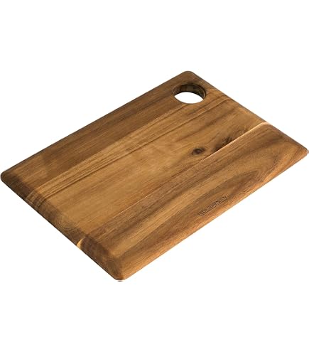 Samhita Acacia Wood Cutting Board - 15x7 Inches, Grip Handle, For Meat, Cheese, Vegetables & Serving