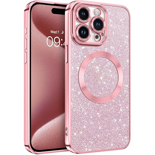 GaoBao Magnetic for iPhone 15 Pro Max Case, Slim Fit iPhone 15 Pro Max Case [Compatible with MagSafe] Luxury Sparkle Women Gi