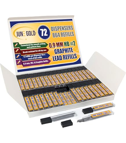June Gold 72-Pack Mechanical Pencils - 0.9mm HB #2 Lead With Refills, Erasers & Side Click - View #8