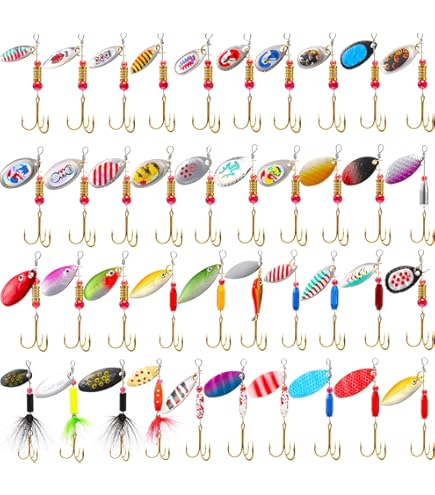 30PCS Fishing Lures Kit - Spinnerbaits For Bass, Trout, Walleye & Salmon - Assorted Metal Hard Lures Inline Spinner Baits Assorted 30PCS Fishing Lures Kit - Spinnerbaits For Bass, Trout, Walleye & Salmon - Assorted Metal Hard Lures Inline Spinner Baits Assorted