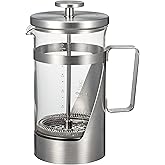 HARIO(ハリオ)ハリオール・7 プレス式コーヒー 耐熱ガラス ステンレス 実用容量600ml THSV-4-HSV ヘアラインシルバー