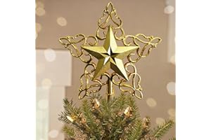Youchicnow ゴールドスター 22 x 20.5cm 豪華 五芒星 バロック 装飾ツリートップ 北欧風 3D 光沢とまだらのある表面処理のスター 星 クリスマスツリートップ プレゼント ゴールド おしゃれ 星型トップスター クリ オーナメント