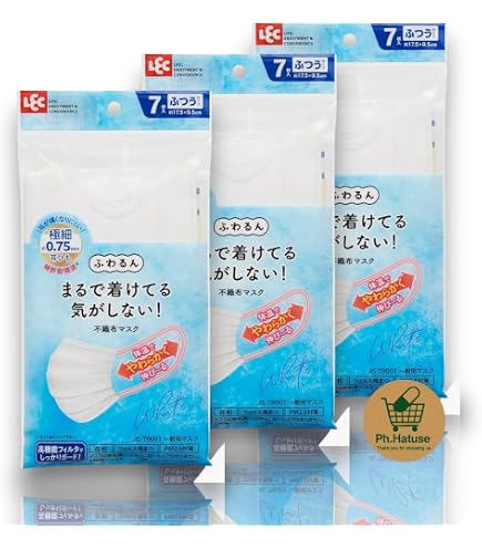 Amazon.co.jp: レック 極細耳ひも マスク ふわるん ふつうサイズ 7枚入