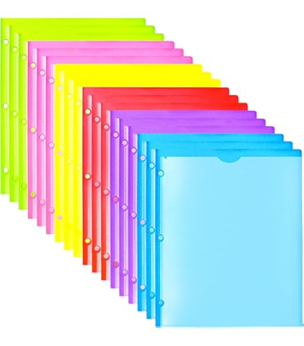 EOOUT 24-Pack Plastic Pocket Folders - 8 Color Assorted 2-Pocket Folders For School & Office