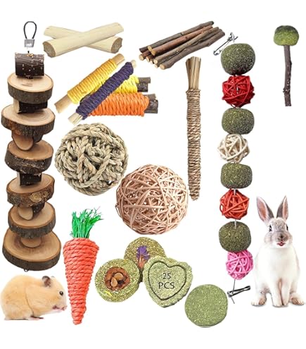 30PCS Rabbit Chew Toys - Natural Small Pet Teeth Care For Rabbits Guinea Pigs