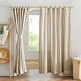 NICETOWN 麻風カーテン タイプ-1 外から見えにくい 通気 UVカット プライバシー保護 リネン風 半遮光 家具保護 日よけ キッチン 部屋 装飾 幅100cm丈150cm 亜麻色 2枚セット