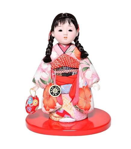 Amazon | 【座り市松】【市松人形】12号市松人形：正絹京染手縫衣裳