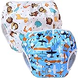Teamoy 水遊びパンツ 2点セット 0-3歳赤ちゃん用 サイズ調整可能 (飛行機+可愛い笑顔)