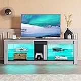 Bestier テレビ台 テレビボード 32/42/50/52型対応 幅140㎝ ローボード 収納棚付き tv台 ロータイプ おしゃれ 壁面テレビ台 テレビラック モダン ヴィンテージ (140＊35＊47CM, ライトグレー)