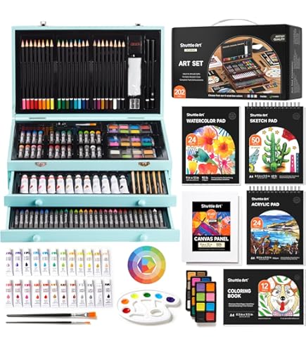 新品デラックスアートセット専用木箱入り Amazon | KINSPORY174点
