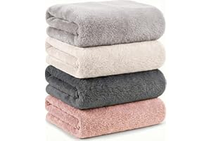 Mofuwa バスタオル セット 【2025年マイベストNo1 ヒアルロン酸 配合】 4枚セット マイクロファイバー 厚手 速乾 小さめ Bath Towel ミニバスタオル (アソート02, 4枚 バスタオル)