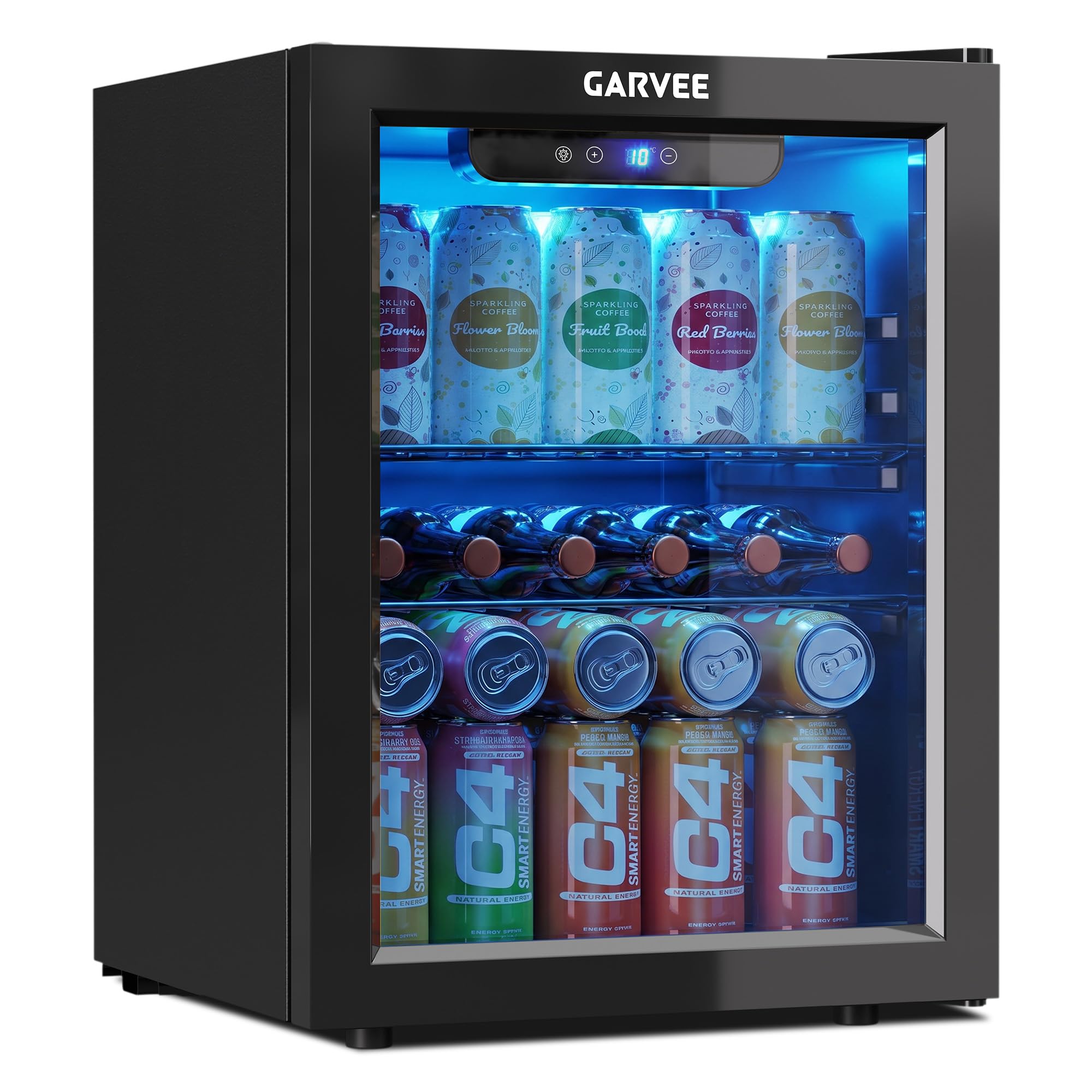 Garvee ドリンク冷蔵庫 ワインセラー 48L コンプレッサー式 4~16℃ 小型 タッチパネル搭載 左右開き 庫内灯付き 省エネ コンパクト | おしゃれ 一人暮らし ダブルガラスドア 保冷庫 家庭用 寝室 ゲーミング バー 寮 ホテル カラオ