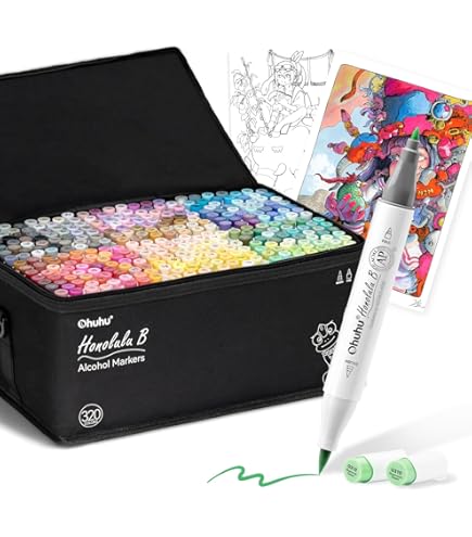 Amazon | Ohuhu イラストマーカー ノーマルタイプ 320色321本 太細両端