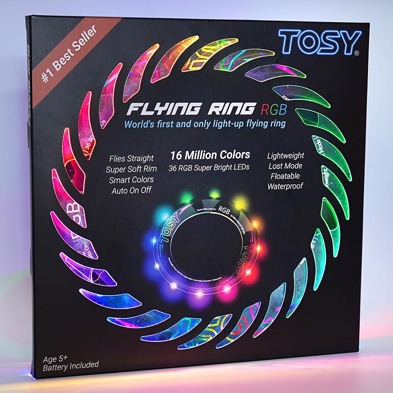 TOSY Flying Ring - 自動点灯フライングリングー 36RGBマルチカラー 高輝度ロストモード 安全ソフト軽量おもちゃ 防水 キャンプ/プール/ビーチ 夏の外遊び おもちゃ 子供/男の子/女の子誕生日プレゼント