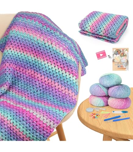 かぎ針編みブランケット Amazon | Katech ブランケット かぎ針編みキット 初心者用 グラニー