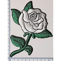 Amazon.co.jp: ワッペン アイロン バラ 薔薇 白 縦8cm 横6.5